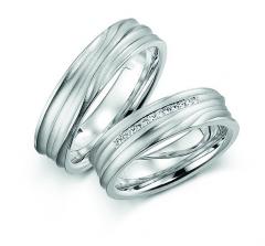 585 Weissgold, seidenmatt,  Fischer Oro blanco - Los anillos de boda